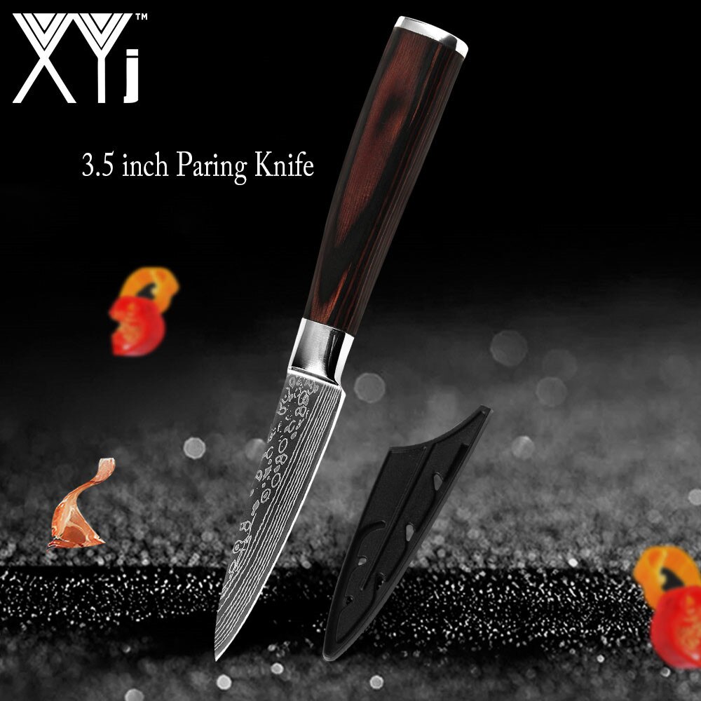 Kitchen Knives Set Stainless Steel 7CR17 Japanese Chef Knife Bread Meat Cleaver Paring Boning Kitchen Knife Covers Accessories: 3.5 inch Fruit Knife