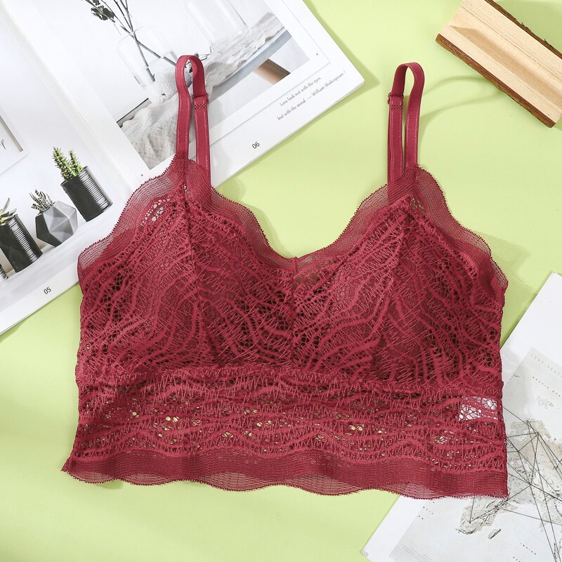 Sexy Corset Bras Women Beauty Back Wireless Bralette топ Hollow Lace Seamless Underwear Push Up Lingerie Crop Top топик женский: 6