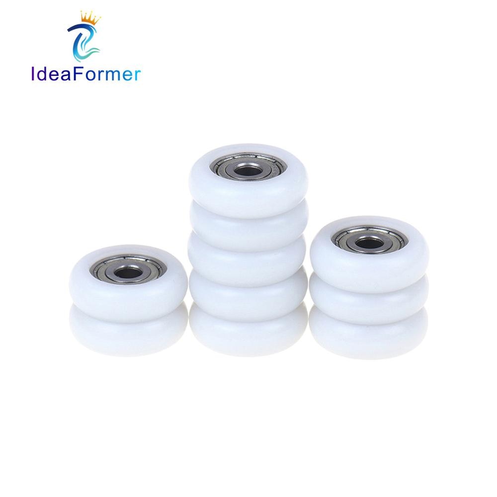10Pcs 3D Printer 625ZZ POM Bearings Round Roller Wheel With Kossel Nylon Plastic Wheel 5x21.5x6mm Embedded Groove Ball Bearings.