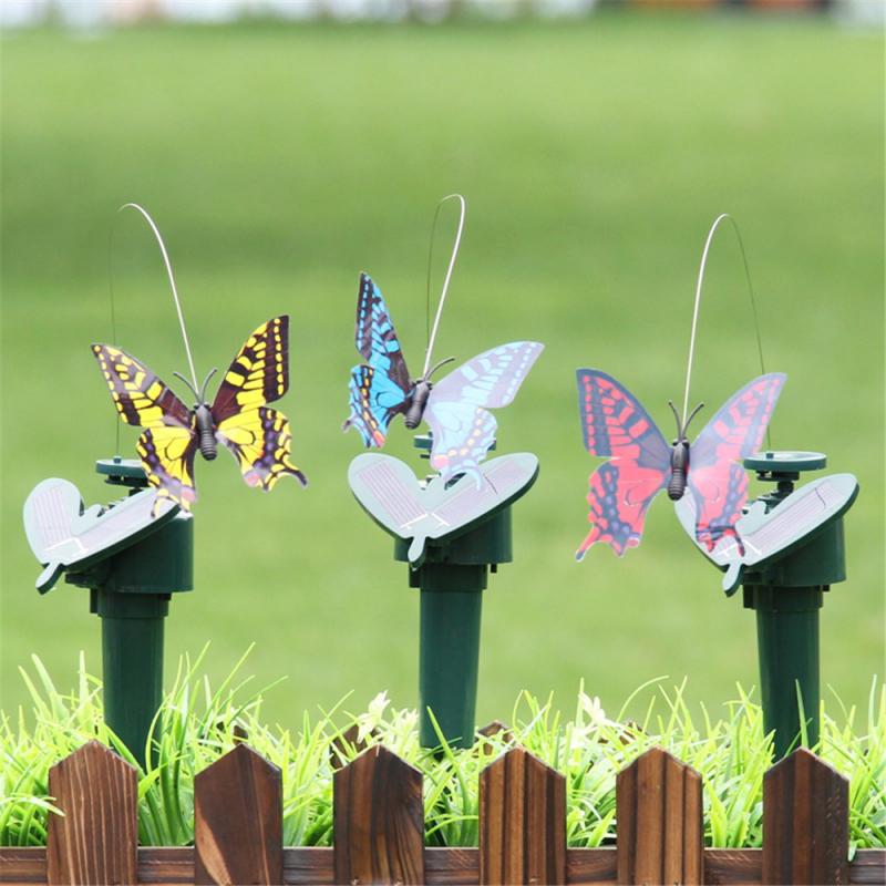 Sunflower Solar Powered Dancing Fluttering Butterflies Hummingbird Yard Decor Pretty Garden Potted Plant Decoration Tools