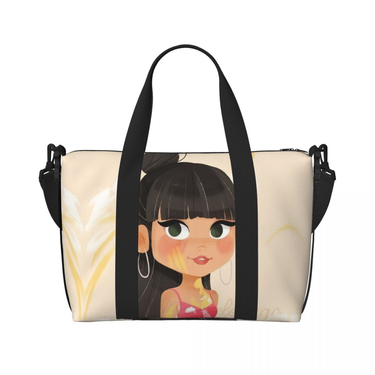 Brugerdefineret skønhed aitanas tote taske til kvinder stor kapacitet spansk sanger gym strand rejsetasker: Orange