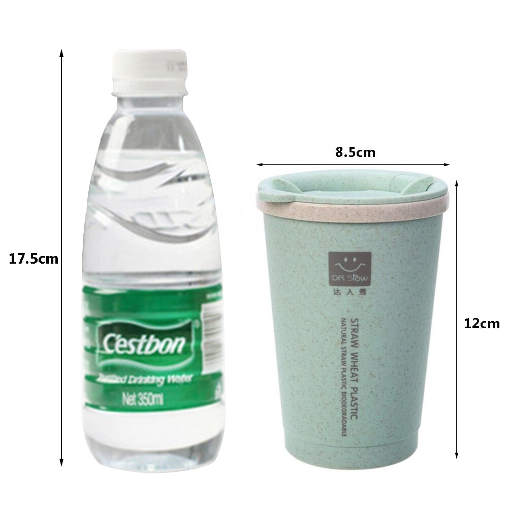 280ML Double-wall Insulation Wheat Fiber Straw Coffee Cup Travel Mug Leakproof