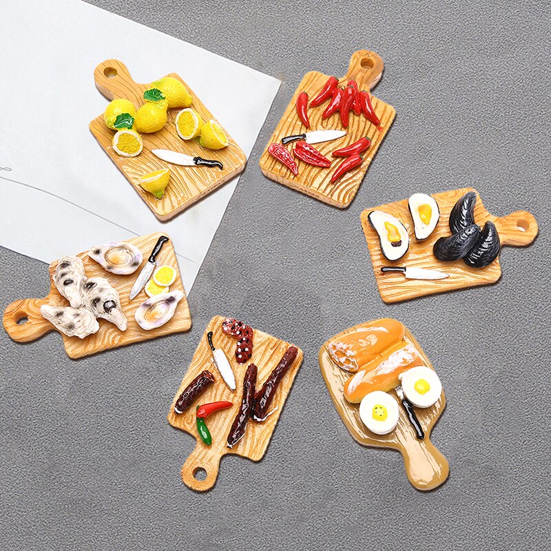 Mini casa de muñecas 1:6, huevo frito, guindilla, modelo de tabla de cortar, accesorios de cocina para Decoración de casa de muñecas, juguetes para niños