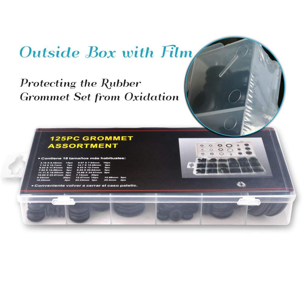 125 PCS Rubber Grommet Firewall Hole Plug Set Electrical Wire Gasket KitRubber Gasket Kit