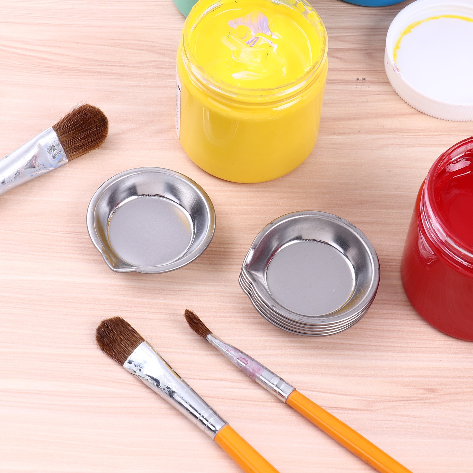 Bandeja de pintura de Color de acero inoxidable, 12 Uds., paleta de pintura de Color, modelo Gundam, Hobby, herramientas de intemperie para colorear