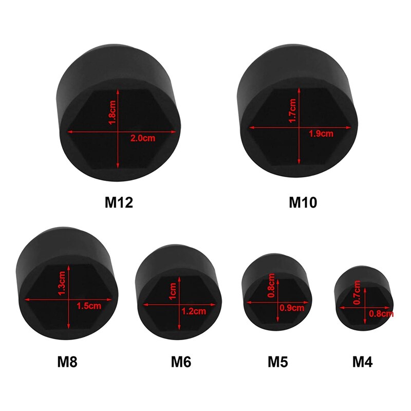 145 Pcs Bolt Dome Cover Caps Nut Protection Cover Cap Black Plastic Nut and Bolt Cover Hexagon Black Dome Bolt Nut