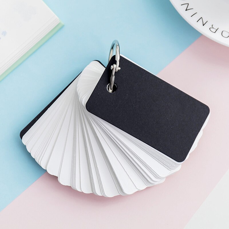 Kraft Paper Mini Loose-leaf Notebook Student Portable Hand Book Ring Binder Kawaii Card Tearable Notepad Memo Pad: black