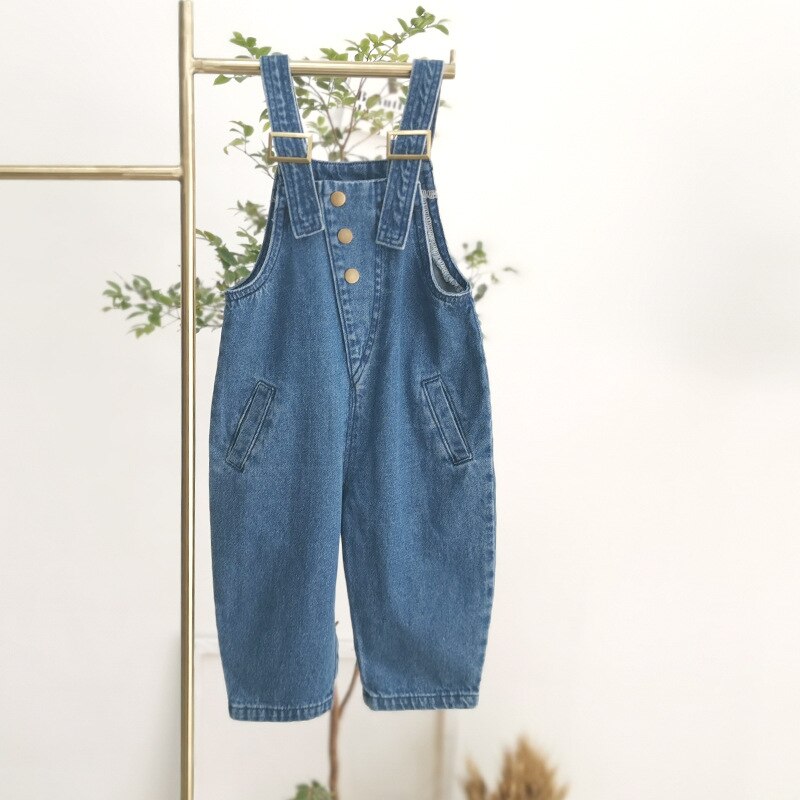 I Bambini Della Tuta di Autunno Della Molla di Modo Coreano di Alta Qualità Tute E Salopette per Le Ragazze Dei Ragazzi Dei Pantaloni 1 2 3 4 5 6 Anni del Bambino Del Bambino Del Denim Dei Pantaloni