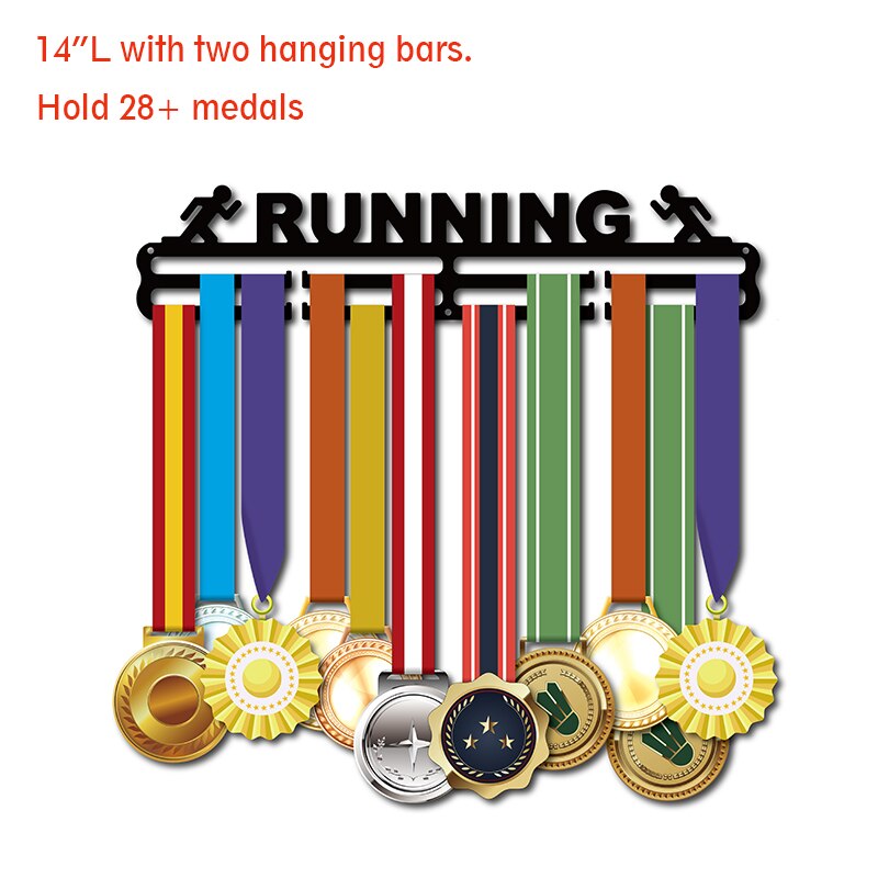 Heavy duty medalje bøjle sports medalje display bøjle medalje holder til løb, cykling, svømning, marathon medaljer: Kører