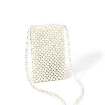 Brand Hand-woven Pearl Bags Lady Beaded Shoulder Bag Women Party Vintage Handbag Ins Small Flap Bag Mini Cross body Bag: YM1764pearl white