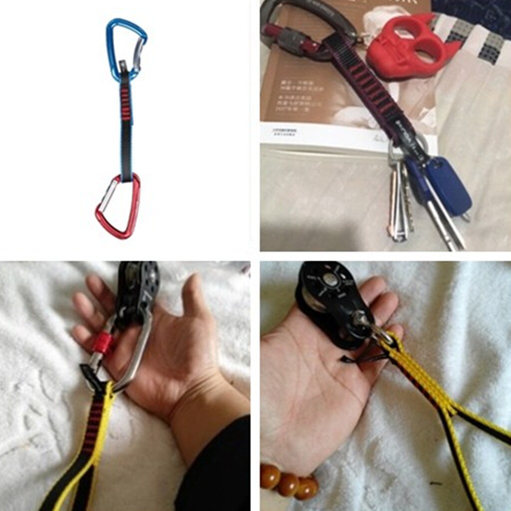 22KN Rock Climbing Quick Draw Nylon Open Sling Mountaineering Carabiner Hardware Webbing Strap Lanyard