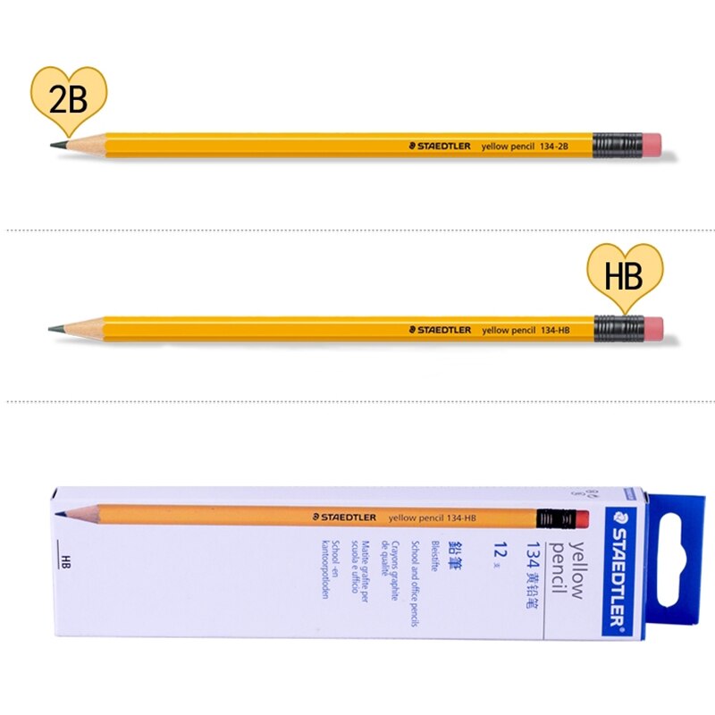12 stücke STAEDTLER 134 Bleistift Mit Radiergummi Bleistifte Schule Schreibwaren Büro Liefert Zeichnung Skizze Bleistift Schüler Kunst Versorgung HB/2B