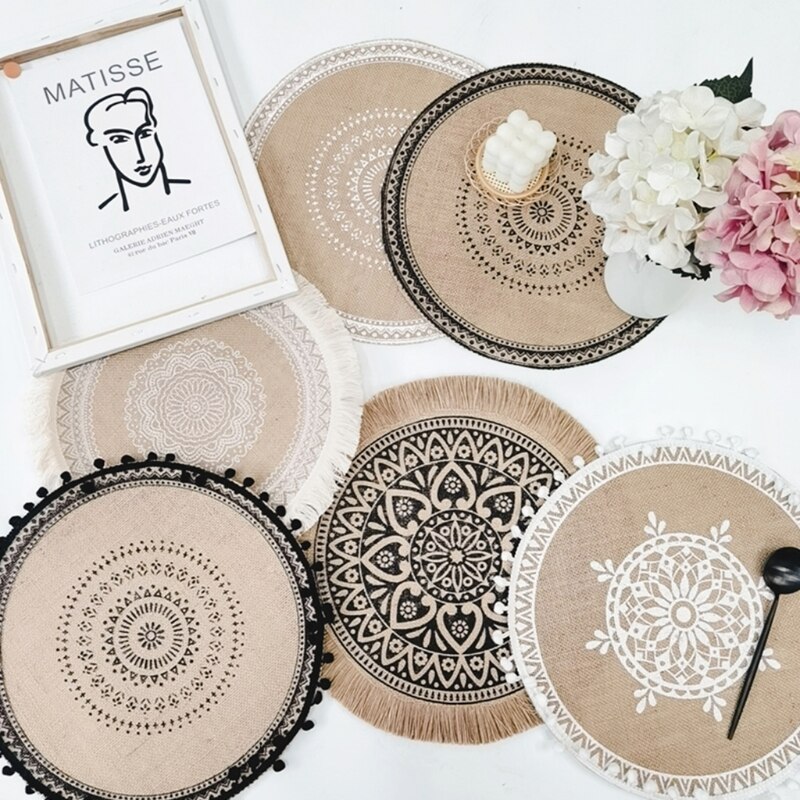 Ronde geweven placemats natuurlijk maïsstro placemats 12 inch placemat