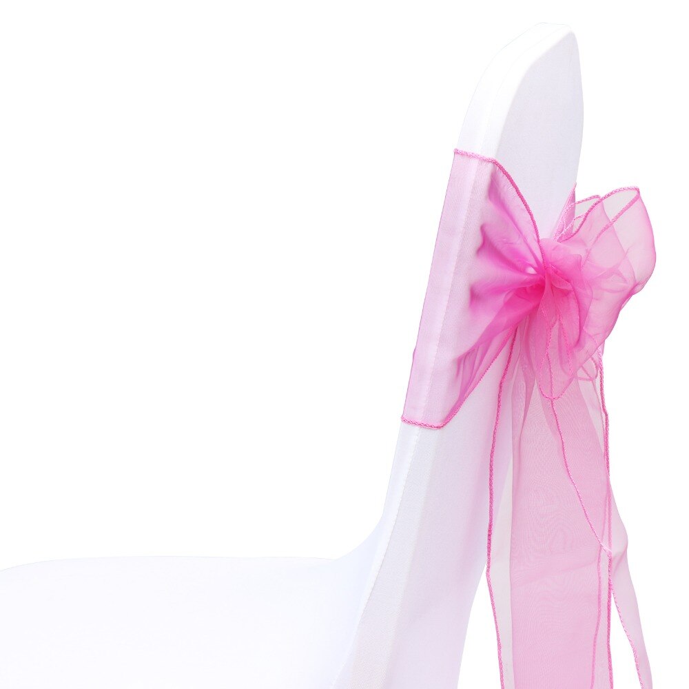 100pcs/set Organza Chair Sashes Wedding Chair Knot Cover Decoration Chairs Bow band Belt Ties For Weddings Banquet