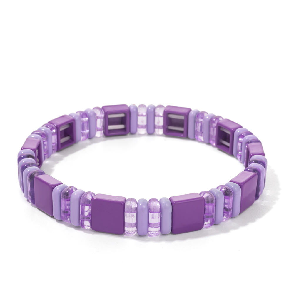 2022 Nuovo design Braccialetti Elastici Colorati per Le Donne Rianbow Acrilico Lucido Braccialetti Braccialetti di Metallo Della Boemia Perline Gioielli: Pistola nera placcata