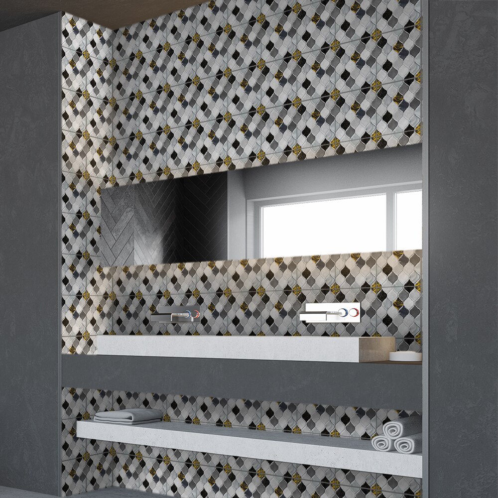 Funlife® BRILLIANT™ 15/20cm Black and Wine Mosaic Tile Sticker Waterproof PVC DIY Wall Sticker for Kitchen Bathroom Home Decor