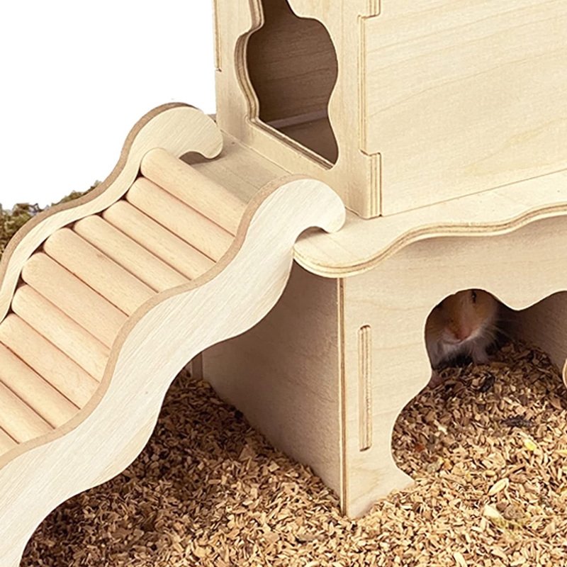 Q0KF Hamster Climbing Ladder with Groove Wooden Ramp Bridge for guinea pigs Hedgehog Mouse Sugar Glider Squirrel Chipmunk