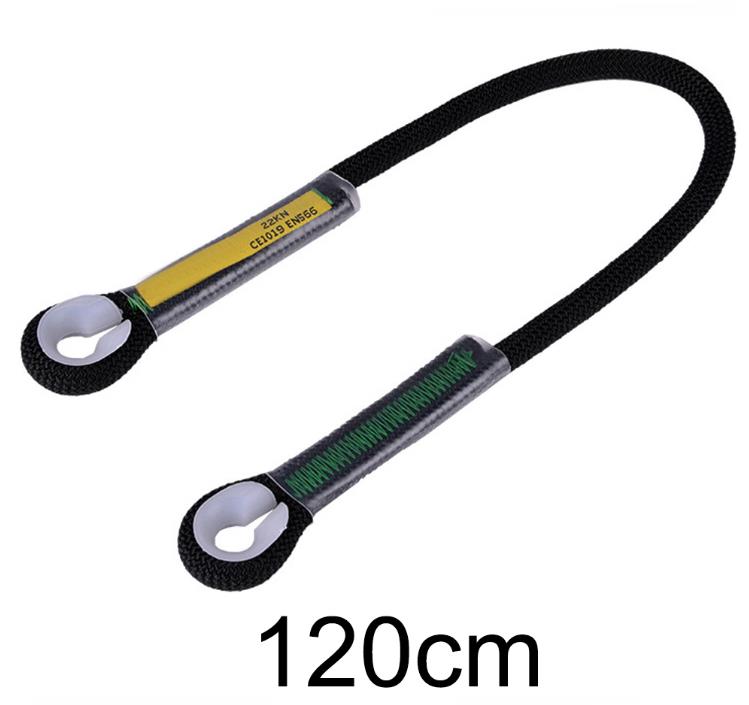 Cuerda de escalada en roca al aire libre, cuerda precosida de ojo a ojo, resistente al calor, enganche de fricción: black 120cm