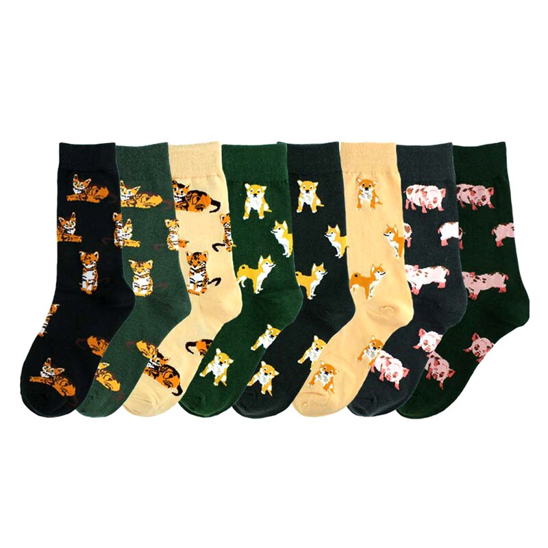 Novedad de , calcetines cortos Teckel Shiba Inu Tiger Beagle para mujer, bonitos calcetines de algodón con de Animal para mujer