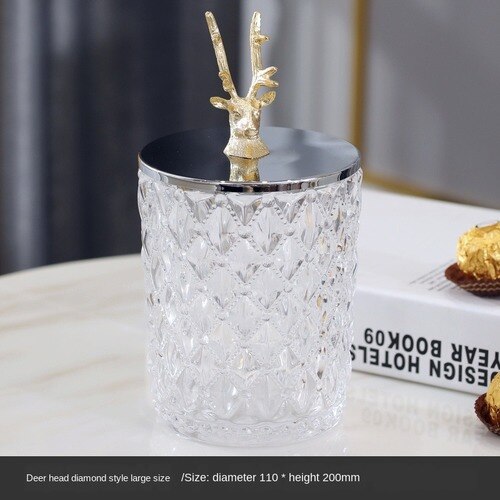 Europæisk krystalglas opbevaringsboks luksus slikkrukke stue dekoration metal glas tekande opbevaringstank boligindretning: G