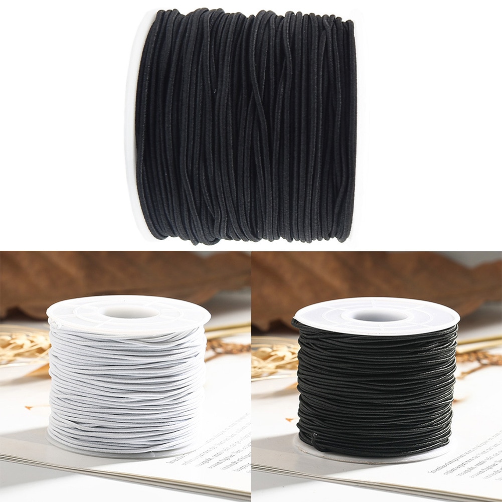 Cordon élastique cylindrique rond 0.8mm/1mm | Accessoires de couture à noyau cylindrique pour chapeaux/perles, fournitures artisanales noir/blanc #734