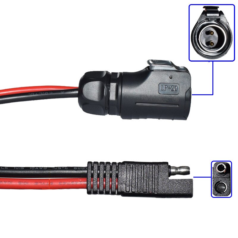 Lp20 2 Pin Power Industrial Circular Connector to SAE Cable Adapter 10AWG for Furrion Solar Panel Suitcase Forrest River RV Port