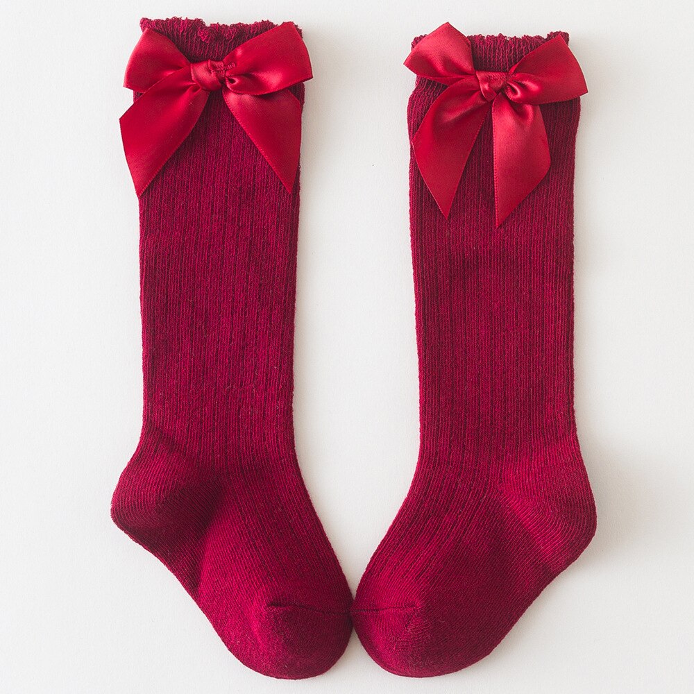 1pc neue mädchen kinder feste farbe blase mund weich und bequem baby baumwolle spitze vertikale krawatte gestreiften socken und strümpfe: red / S