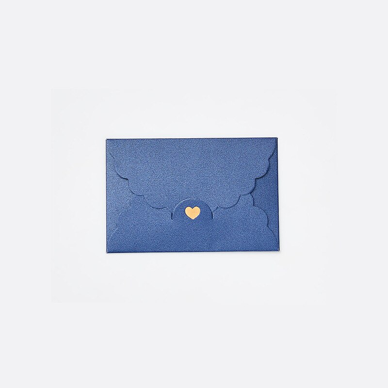 5PC Small Gold Stamp Love Envelop Pearl Craft Cardboard Paper Bank Card VIP Membership Invitation Letter Holder Stationery: C Pearl Blue 5PC