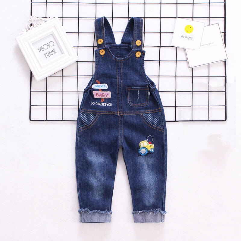 Ienens 1-3Y Meisje Jongens Jeans Overalls Kindje Denim Tuinbroek Peuter Lange Broek Kinderen Jongen Jumpsuit Kleding Kleding Kind Broek: 18-24M