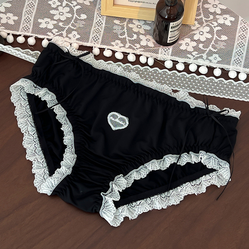 Bragas sexis de talla grande, ropa interior femenina de encaje, lenceria, calzones dulces para mujer, ropa interior de alta elasticidad, lencería para mujer: 4XL / Negro