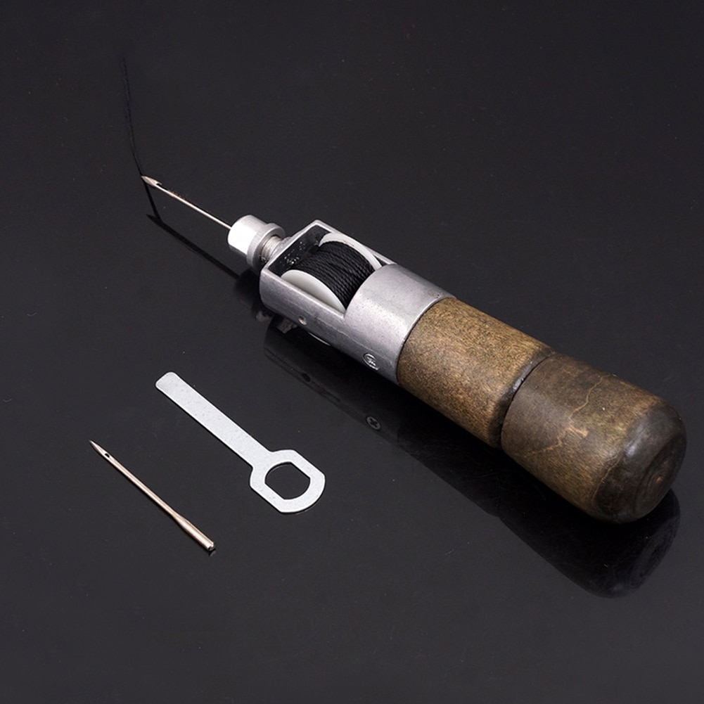 4 unids/set costura de cuero de herramientas de bricolaje a mano de cuero máquina de coser con agujas para artesanía de cuero bordado de borde cinturón tiras Zapatero
