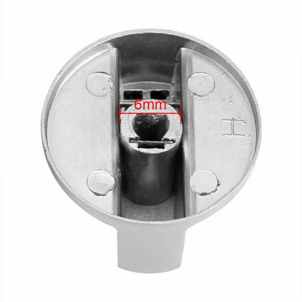 Kitchen Universal Metal Gas Stove Knobs Cooker Oven Hob Switch Control Metal Silver Gas Stove Cooker Knobs Adaptors Switch 6Pcs