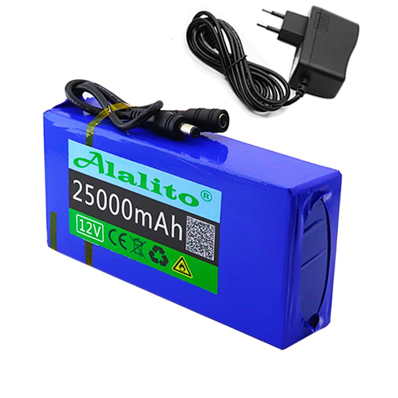 Super Oplaadbare Draagbare 12 V 25Ah Lithium-Ion Battery Pack Dc 12.6V 25000 Mah Batterij Met us Eu Plug