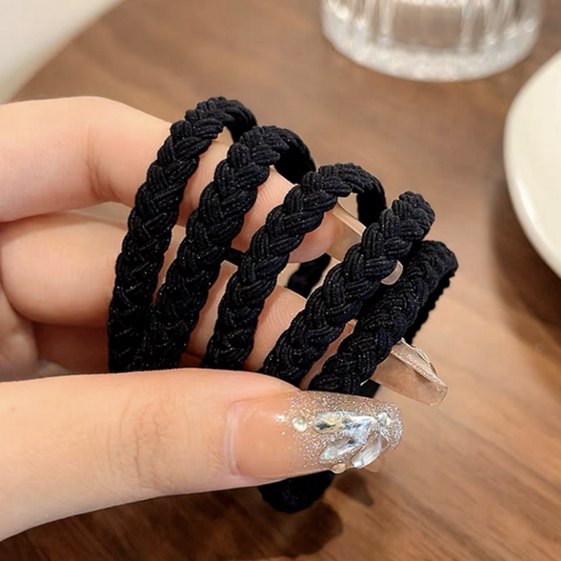 5 unids/set trenzadas gomas elasticas para el cabello mujer ligas para cabello coleta niña gomas pelo negras elasticos para el pelo gomitas pelo coletero pelo niña colegio gomillas pelo