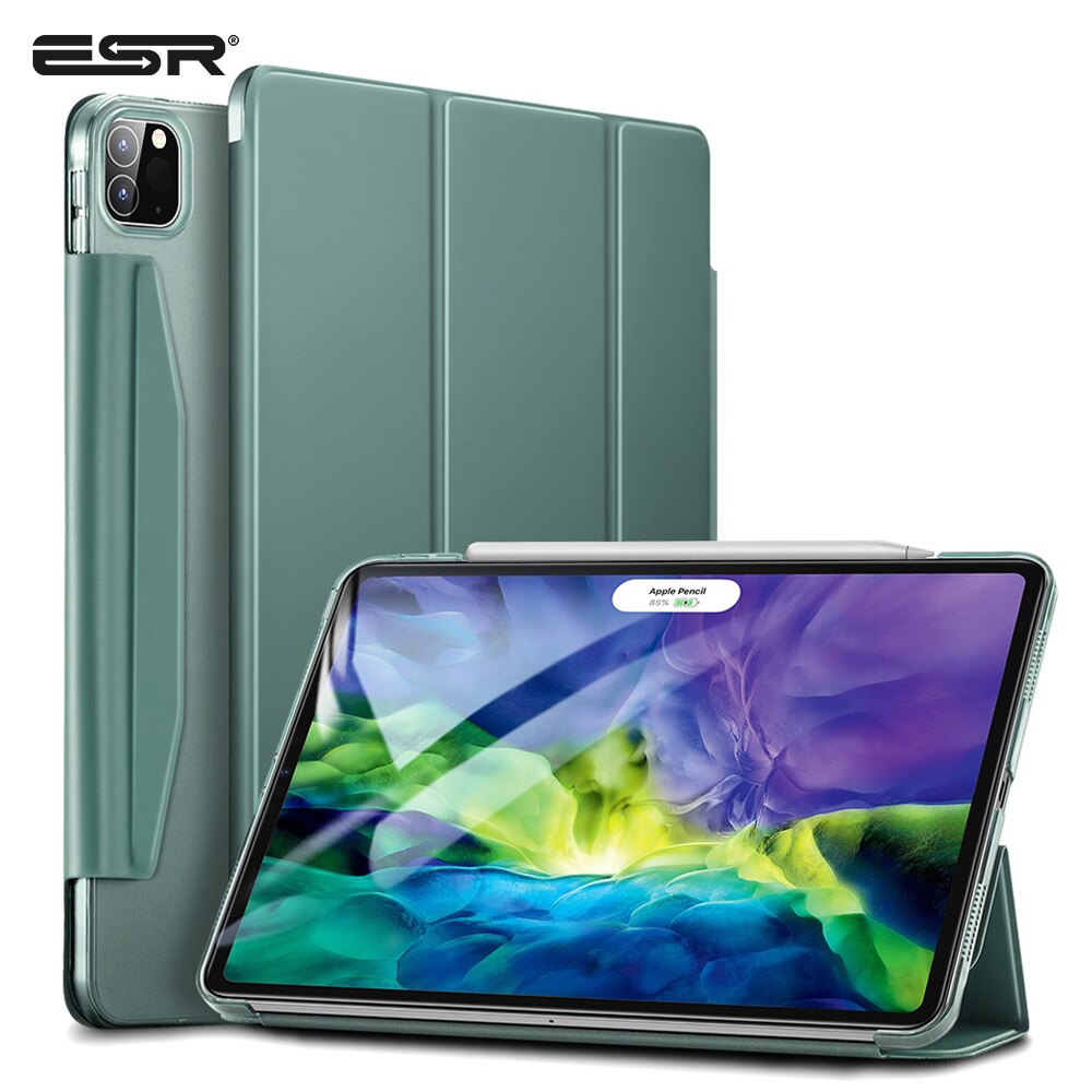 ESR Case for iPad Pro 11'' 12.9' Inch Shock-Resistant Back Cover Magnetic Closure with Pencil Holder for 2nd/4th Generation: 11 InchGreen