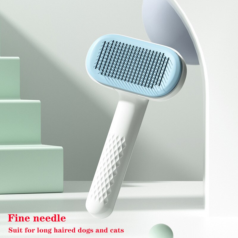 Zelfreinigende Borstel Voor Hond En Kat Verwijdert Haar Massages Huisdier Haaruitval Kam Pet Grooming Borstels Speciale Naald Kam: white fine needle