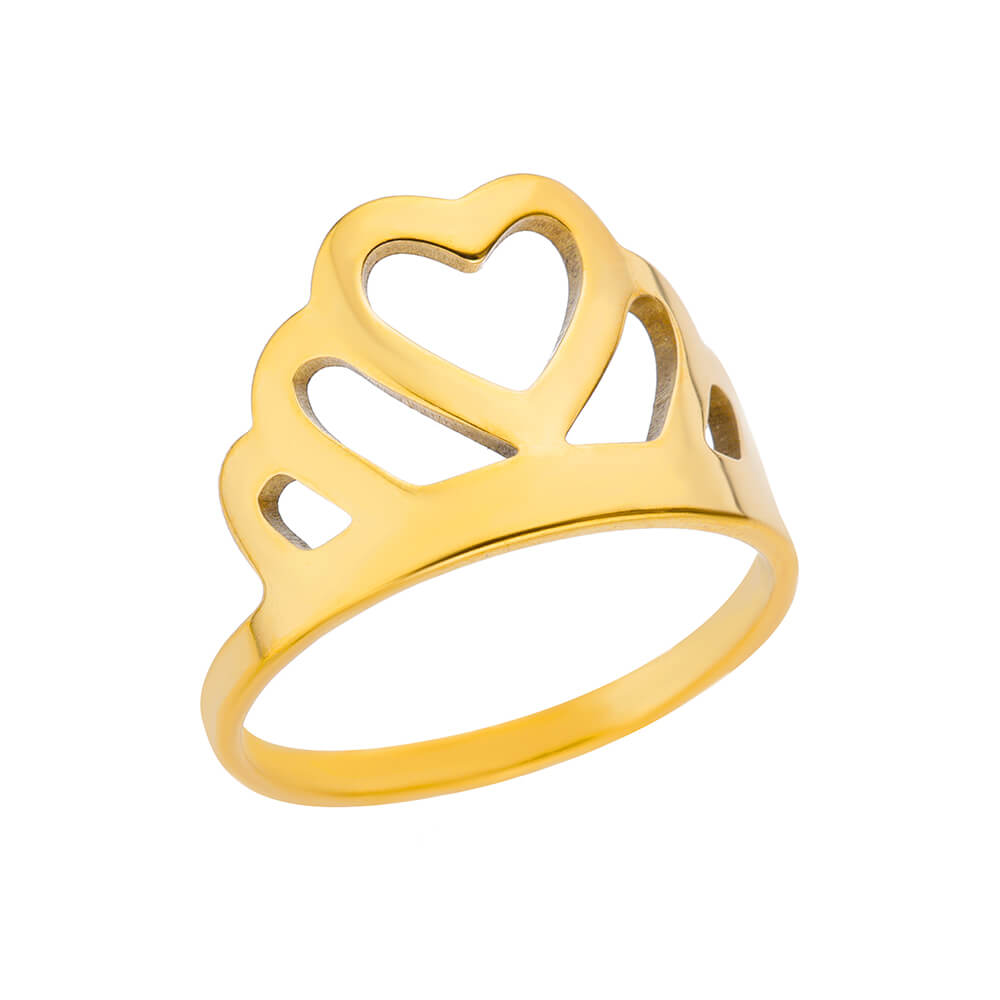Anillos de corona de circón para mujer, anillo abierto de corona de Color dorado de acero inoxidable Vintage, joyería estética de boda, , bisutería para mujer: Azul oscuro