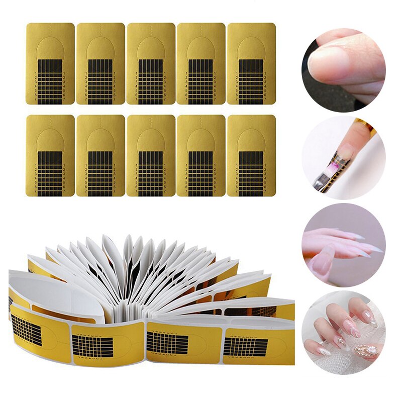 Molde de uñas 3D para manicura francesa, forma rectangular, pegatina de extensión de Gel para uñas, forma de rizo para guía Pololish