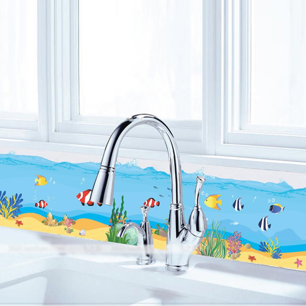 Cartoon fish stickers Home Decoration Underwater Scenery Mural Art Bathroom Kitchen Decor Decals