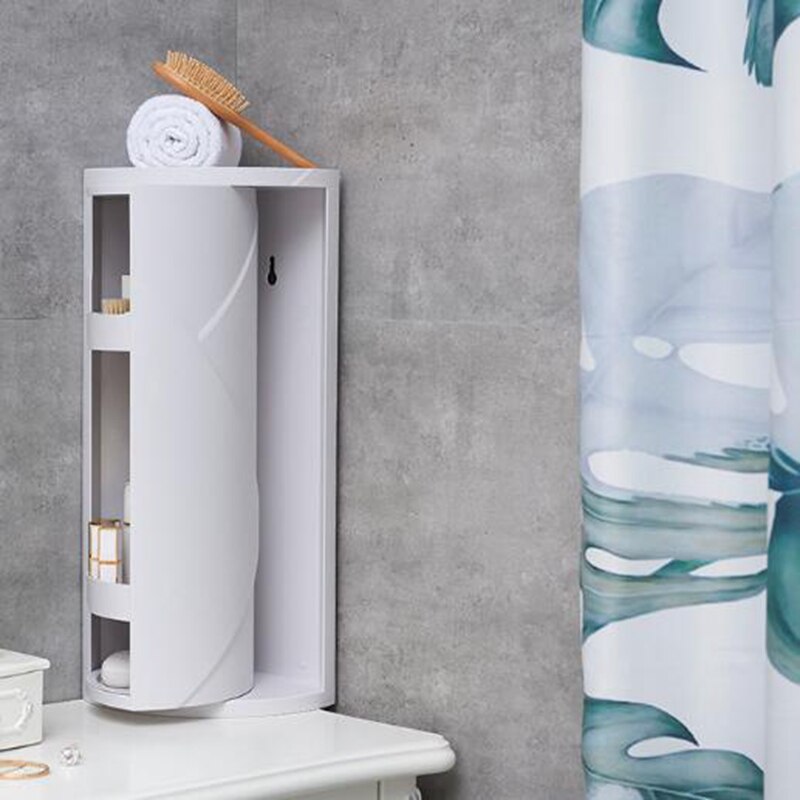 Bathroom rotating triangle rack suction wall storage finishing rack kitchen bathroom dustproof storage cabinet corner rack
