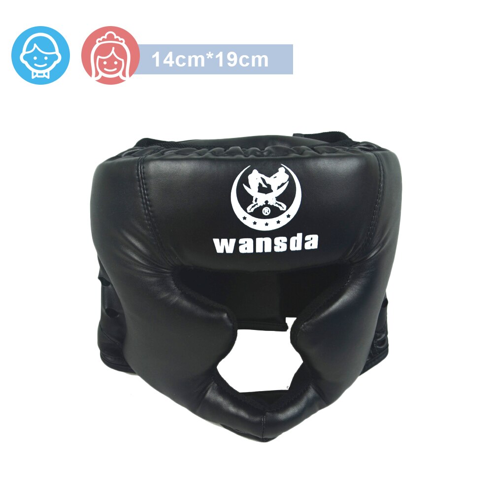 Casco De Boxeo PU Head Guard Sanda Kickboxing Cuero Ajustable Training Defensenegro Talla Grande Anggrek Otros