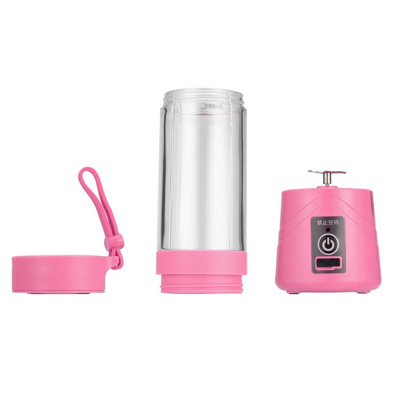 380ml USB Rechargeable Juicer Bottle Cup Juice Citrus Blender Lemon Vegetables Fruit Milkshake Smoothie Squeezers Reamers Bottle: Pink