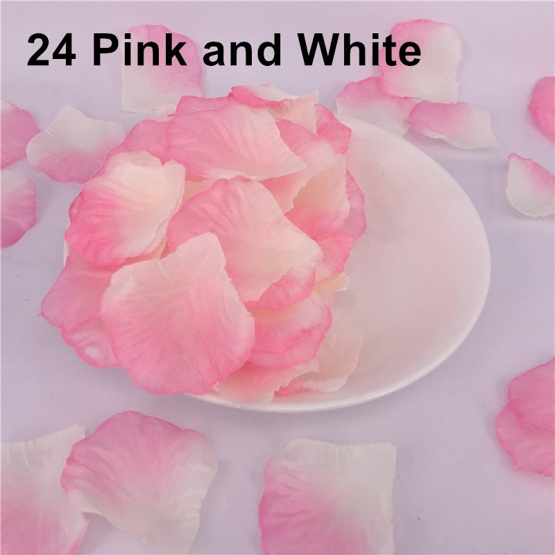 Hvit rosa røde roseblader romantiske blomster bryllup dekorasjon bryllup fest tilbehør blå kronblad de rosa kunstig 500 stk: 24 rosa og hvite