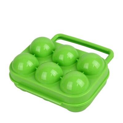 6 Grids Egg Holder Box Kitchen Storage Box Egg Carrier For Outdoor Camping Hiking Picnic: Green