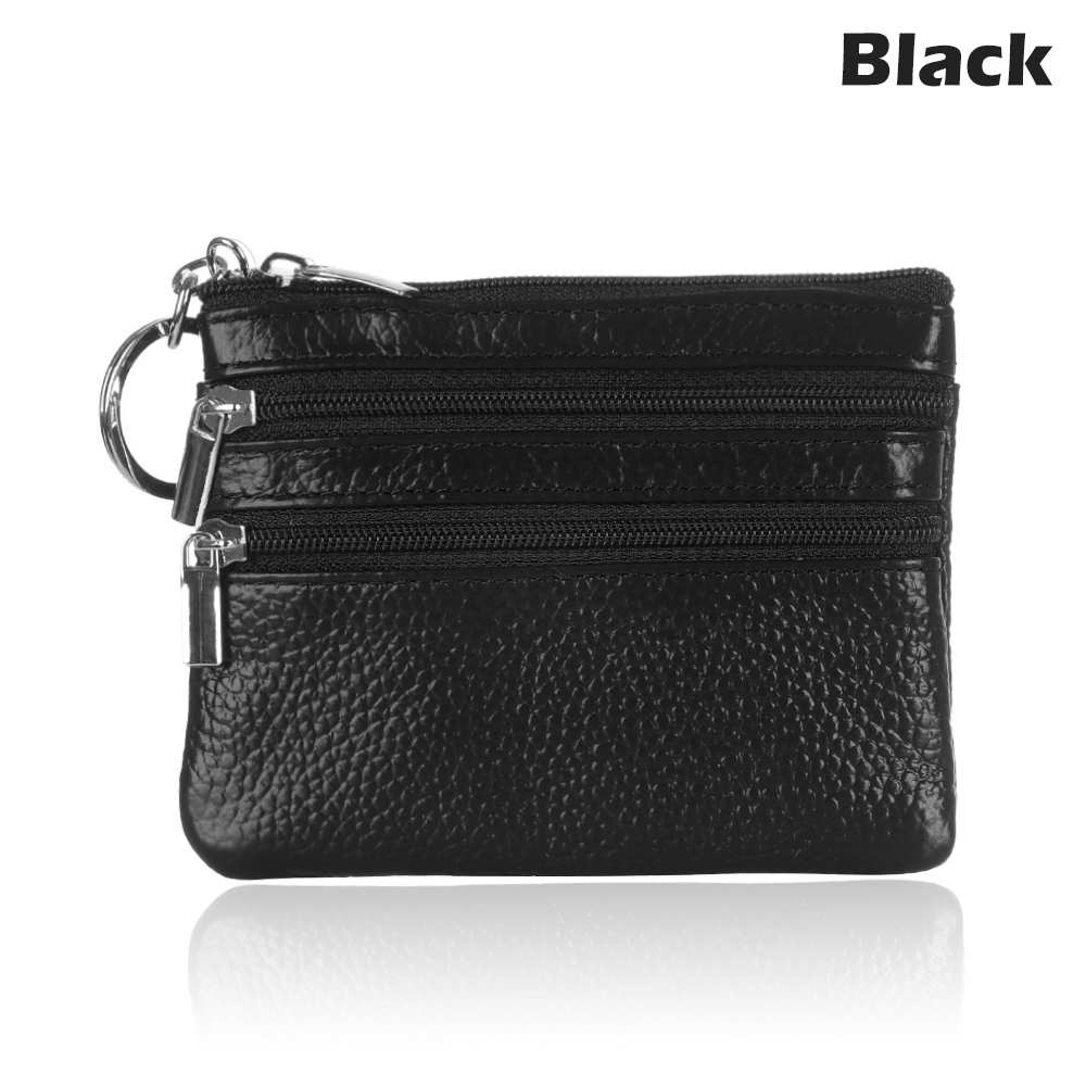 1Pcs Unisex PU Leder Kleine Geldbörse Neue Weiche Feste Kupplung Handtasche Bequem Platz Brieftasche Karte Schlüssel Ring beutel: Black