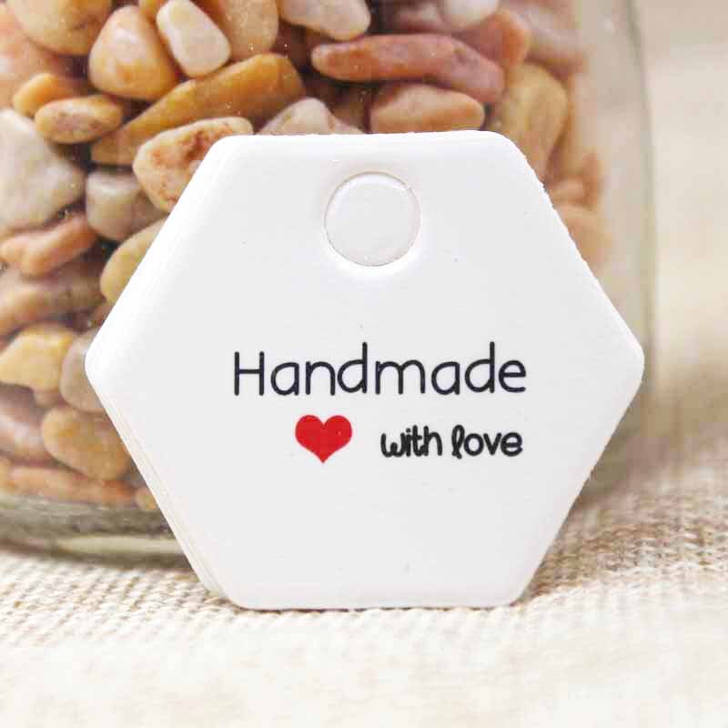 1.18 cala biały/papier do druku kraft tagi zdjęcie 100 sztuk hand made tag z papier przepełniony miłością Tag dla DIY pudełko handmade dobrodziejstw: white6handmade