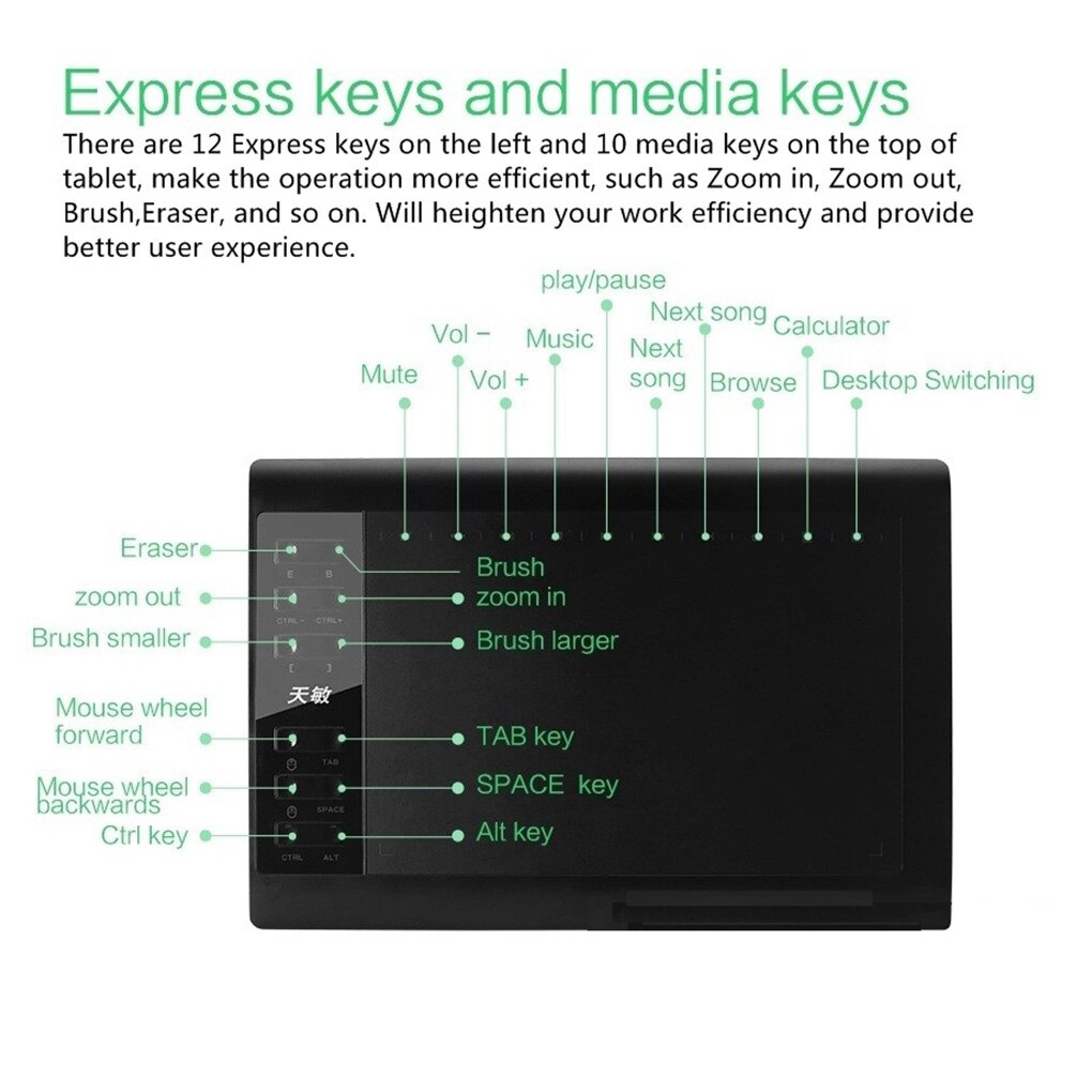 Master Graphic Tablet 8192 Levels Digital 10X6 Inch Drawing Tablet Pen Tablet Replacement for Android