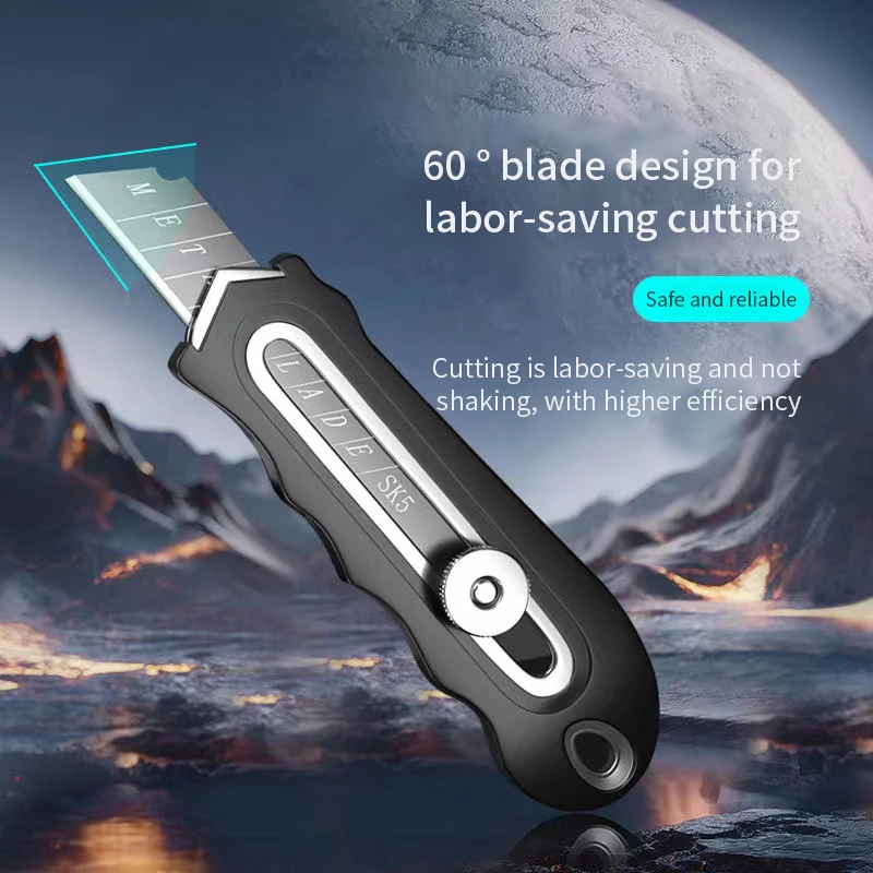 Safety Utility knife , Thickened Rubber Holder Stainless Steel blades, Retractable Industrial-grade Wallpaper Cutter