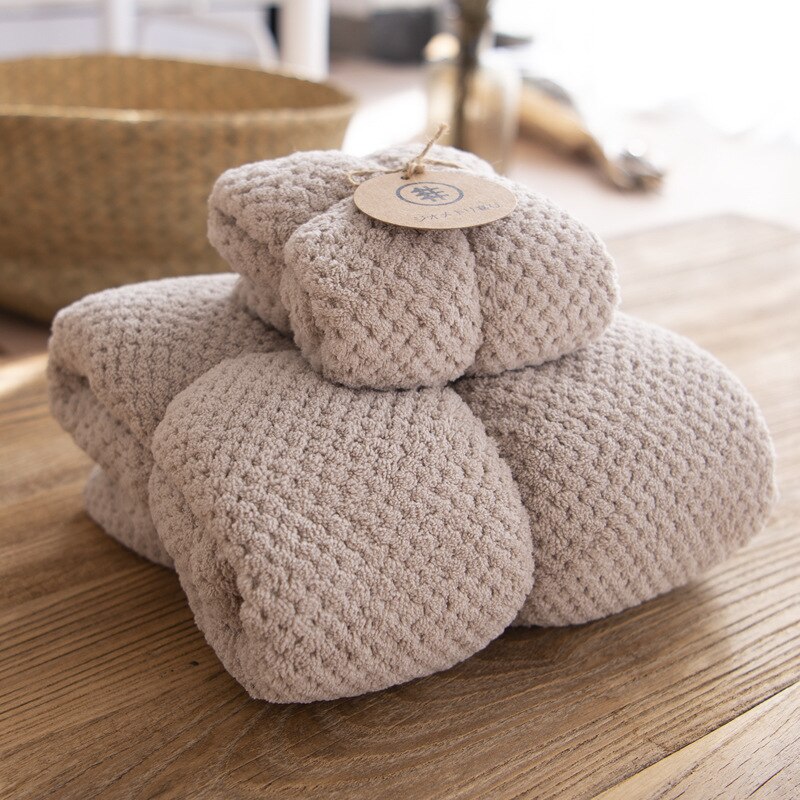 Reliëf Absorberende Zacht Gezicht Handdoek Verdikte Hoge-Dichtheid Coral Fleece Handdoek Roze Badhanddoek Set: Light Grey