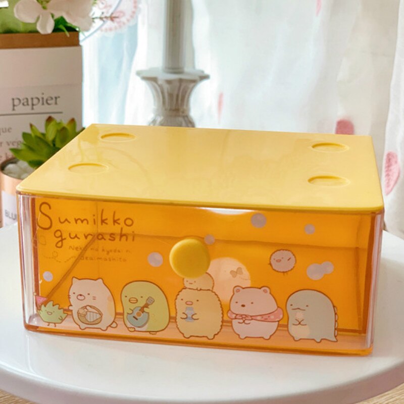 Śliczne Anime kreatywne pudełko na kosmetyki Cartoon Stars śliczne szuflada schowek torba na kosmetyki dziewczyny Kawaii pulpit sypialnia plastikowy Organizer